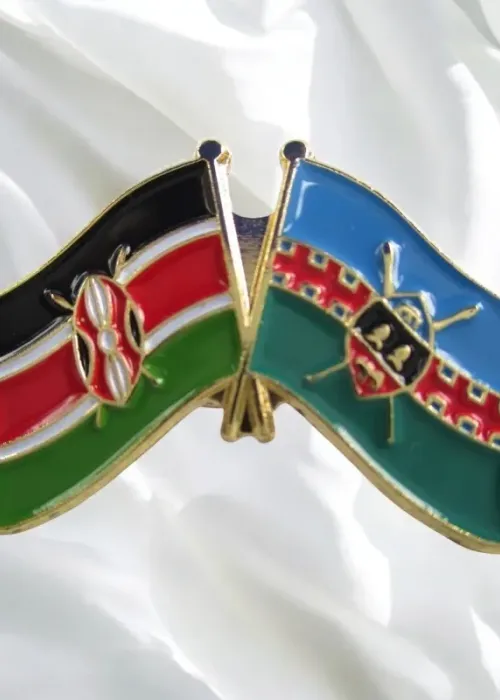 Kenya & Kajiado County Double Flags Lapel Pin