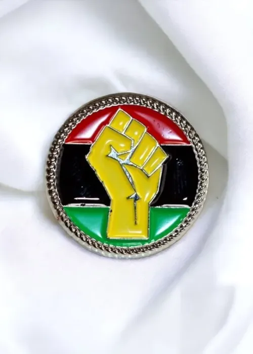 Silver Pan-African Power Fist Lapel Pin 