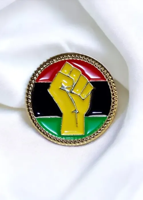 Golden Pan-African Power Fist Lapel Pin 