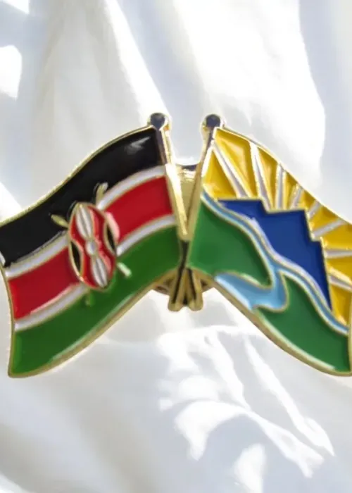 Kenya & Meru County Double Flags Lapel Pin