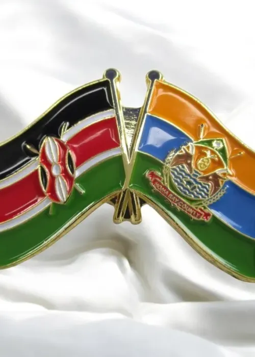 Kenya & Homa Bay County Double Flags Lapel Pin