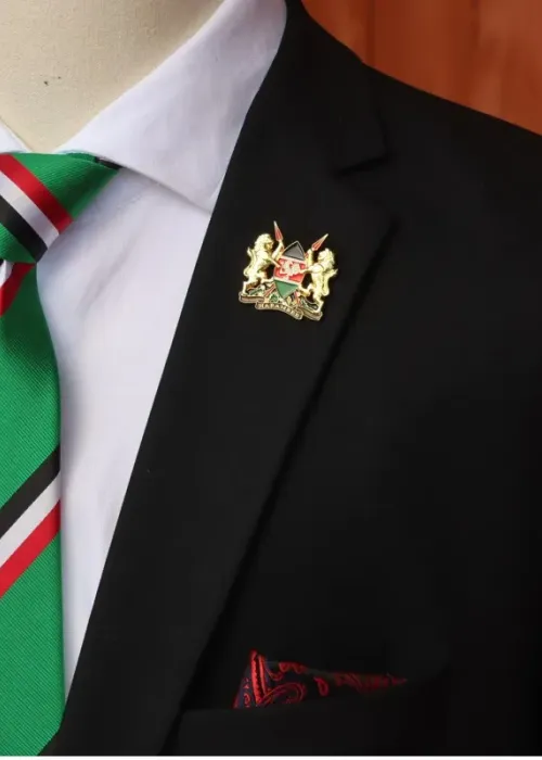 Large 3D Kenya Coat of Arms Lapel Pin – Magnetic