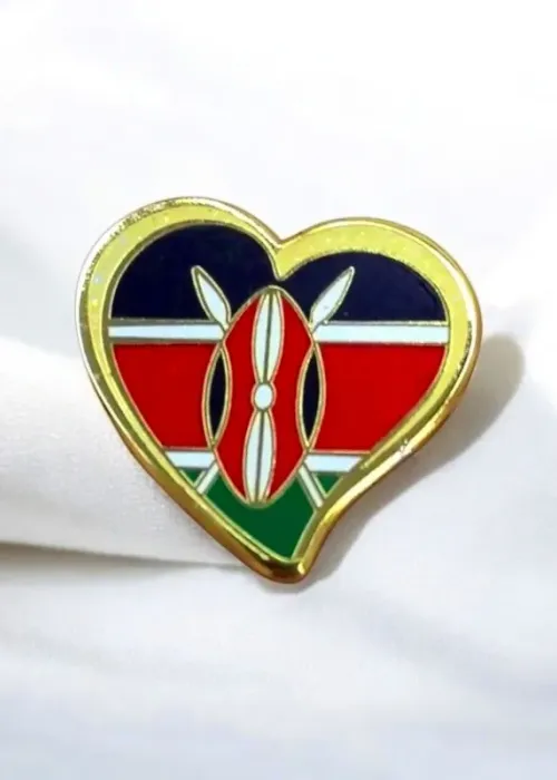Heart-Shaped Kenya Flag Lapel Pin
