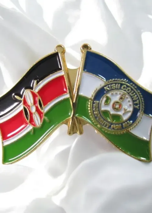 Kenya & Kisii County Double Flags Lapel Pin